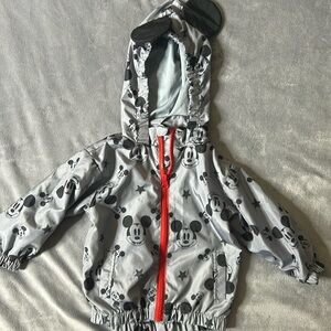 Disney Mickey MouseToddler Hooded Jacket Ears Sz 18 m Gray windbreaker